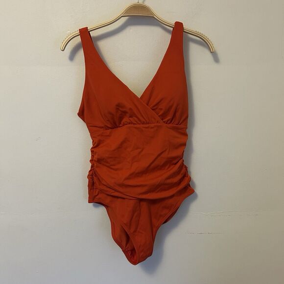 Boden Levanzo Ruched Halter Swimsuit Bathing Suit 8 Red Vacation Beach Classic - Picture 1 of 7